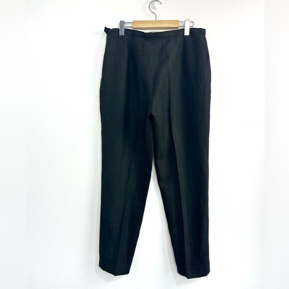 MaxMara Black 100% Linen Trousers with Hem Zip Detail - Picture 2 of 12